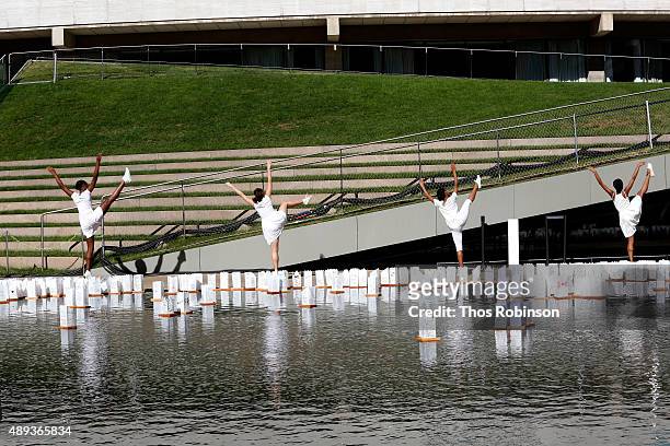 Dancers perform during Shinnyo Lantern Floating for Peace Ceremony at Lincoln Center for the Performing Arts on September 20, 2015 in New York City.