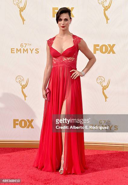 Actress Morena Baccarin attends the 67th Emmy Awards at Microsoft Theater on September 20, 2015 in Los Angeles, California. 25720_001