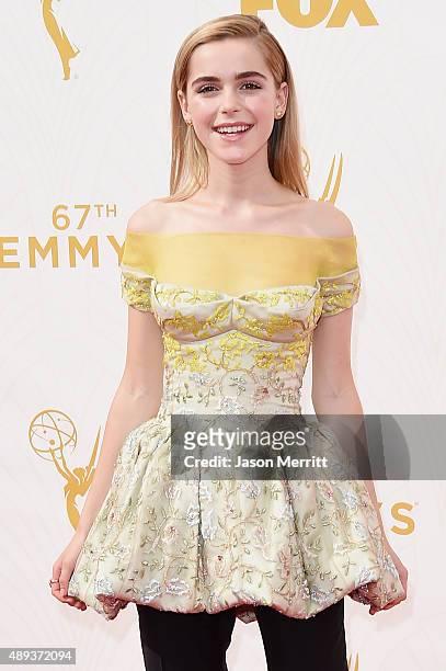 Actress Kiernan Shipka attends the 67th Annual Primetime Emmy Awards at Microsoft Theater on September 20, 2015 in Los Angeles, California.