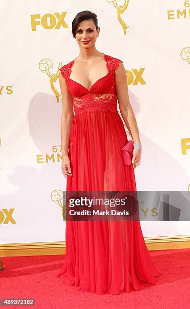 Actress Morena Baccarin attends the 67th Annual Primetime Emmy Awards at Microsoft Theater on September 20, 2015 in Los Angeles, California.