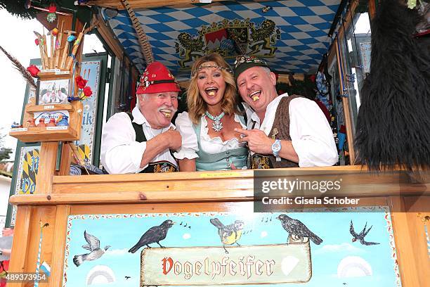 Maren Gilzer with the 'Vogelpfeifer' and wearing a dirndl by SchmittundSchaefer during the Oktoberfest 2015 at Theresienwiese on September 20, 2015...