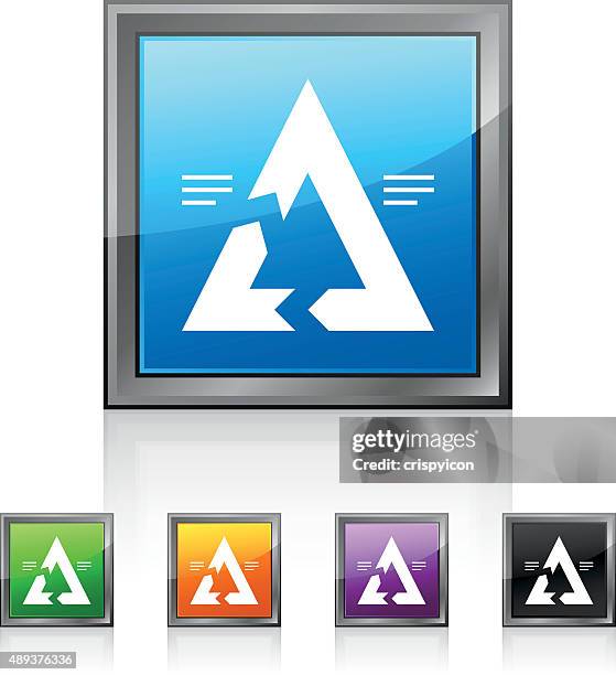 chevron chart icon on square buttons. - squared series - triangle diagram vector stock illustrations