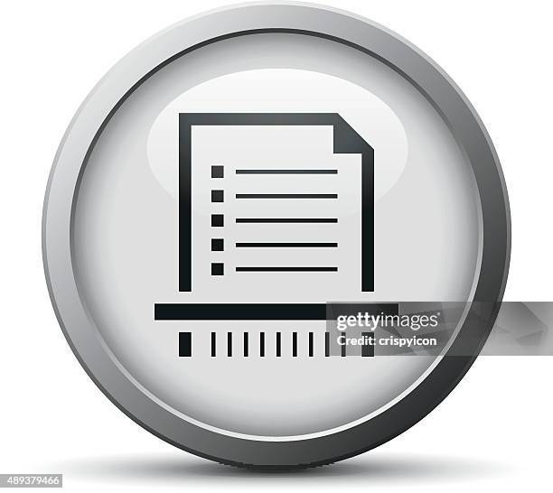 document icon on a silver button. - silver series - shredding stock illustrations