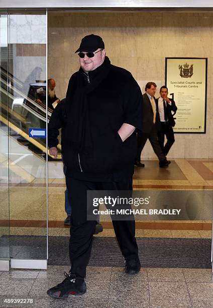 Megaupload founder Kim Dotcom leaves court for lunch in Auckland on September 21 as he fights a US bid to extradite him from New Zealand. Dotcom's...