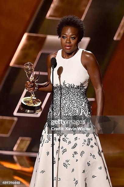 Actress Viola Davis accepts Outstanding Lead Actress in a Drama Series award for 'How to Get Away with Murder' onstage during the 67th Annual...