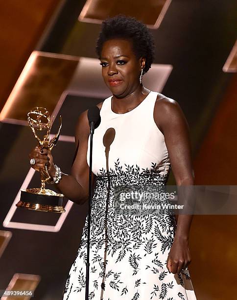 Actress Viola Davis accepts Outstanding Lead Actress in a Drama Series award for 'How to Get Away with Murder' onstage during the 67th Annual...