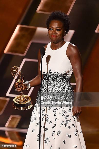 Actress Viola Davis accepts Outstanding Lead Actress in a Drama Series award for 'How to Get Away with Murder' onstage during the 67th Annual...