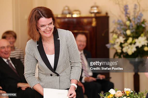 Assistant Minister for Agriculture and Water Resources Anne Ruston is sworn in by Governor-General Sir Peter Cosgrove during the swearing-in ceremony...