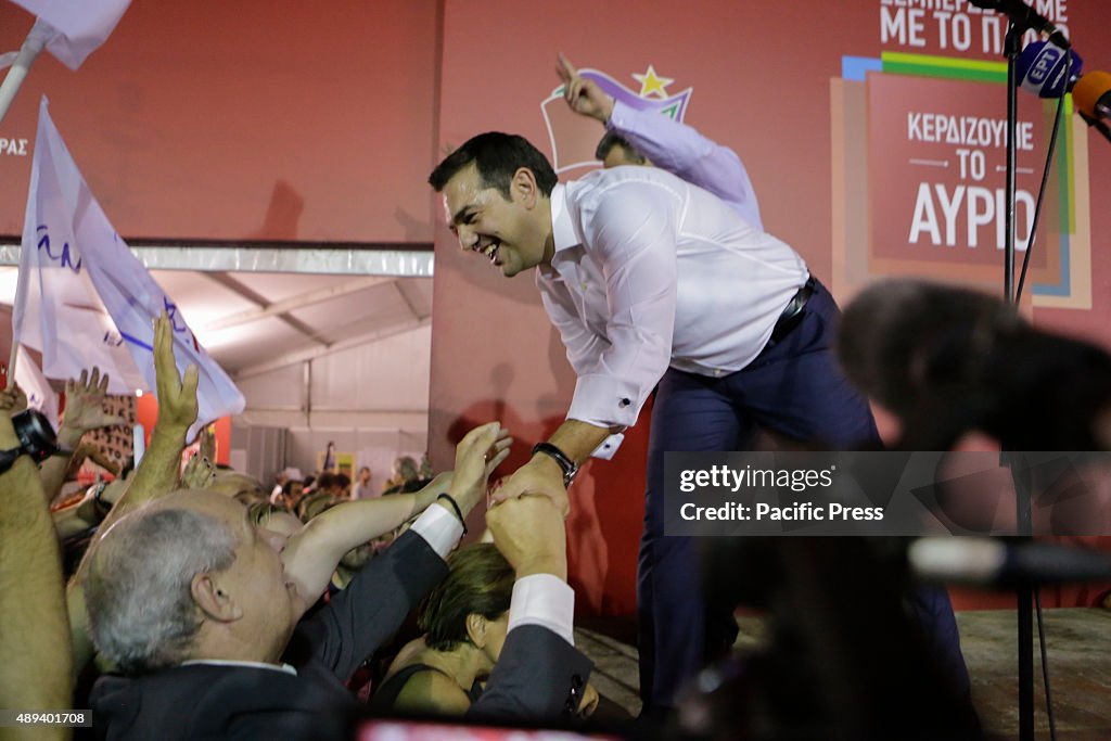 Victorious Alexis Tsipras, the designated Greek Prime...