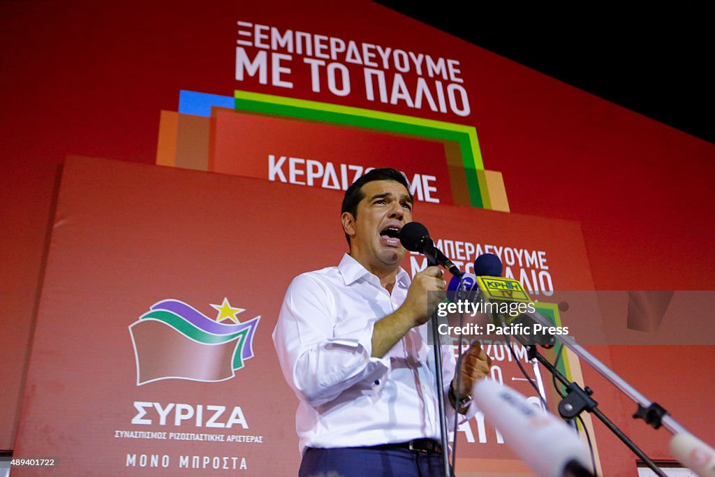 Victorious Alexis Tsipras, the designated Greek Prime...