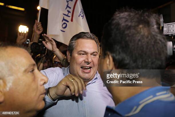 Panos Kammenos from the Independent Greeks party walks through the crowd at the victory celebration in Athens. Syriza celebrated their second win in...
