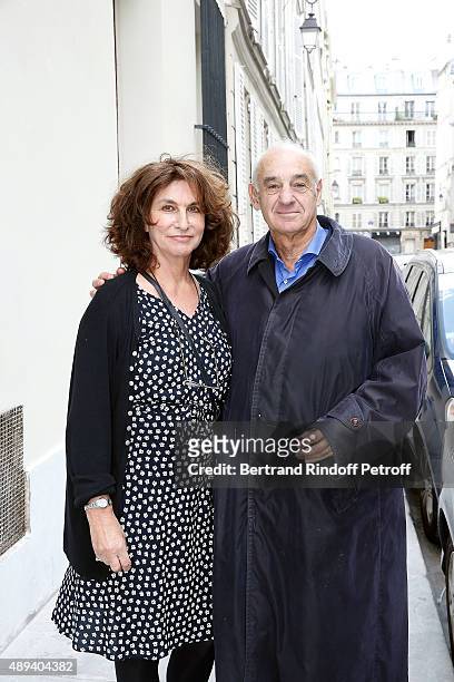 Henri Weber and his wife Fabienne Servan-Schreiber attend the Marek Halter Celebrates Rosh Hashanah In Paris on September 20, 2015 in Paris, France.