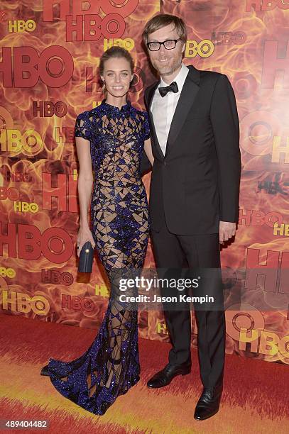 Actors Christine Marzano and Stephen Merchant attend HBO's Official 2015 Emmy After Party at The Plaza at the Pacific Design Center on September 20,...