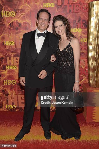 Actors Diedrich Bader and Dulcy Rogers attend HBO's Official 2015 Emmy After Party at The Plaza at the Pacific Design Center on September 20, 2015 in...