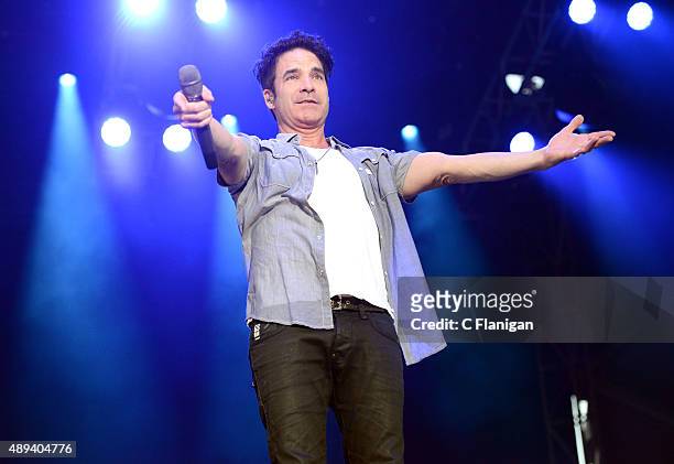 Singer Patrick Monahan of Train performs onstage during 2015 KAABOO Del Mar at the Del Mar Fairgrounds on September 20, 2015 in Del Mar, California.