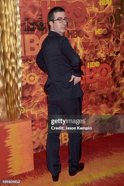 Comedian John Oliver attends HBO's Official 2015 Emmy After Party at The Plaza at the Pacific Design Center on September 20, 2015 in Los Angeles,...