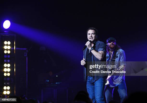 Mike Eli and James Young of the Eli Young Band perform at the Pearl inside the Palms Casino Resort on May 10, 2014 in Las Vegas, Nevada.