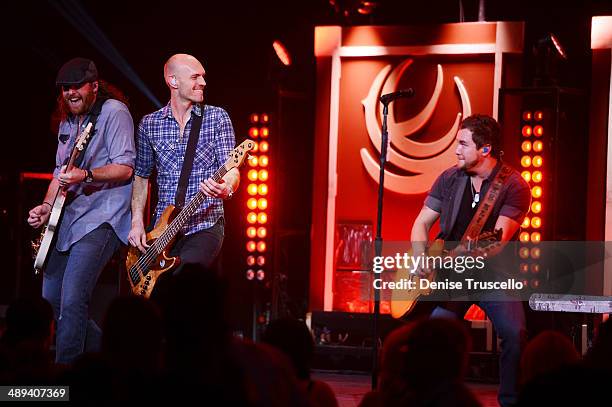 James Young, Jon Jones and Mike Eli of the Eli Young Band perform at the Pearl inside the Palms Casino Resort on May 10, 2014 in Las Vegas, Nevada.