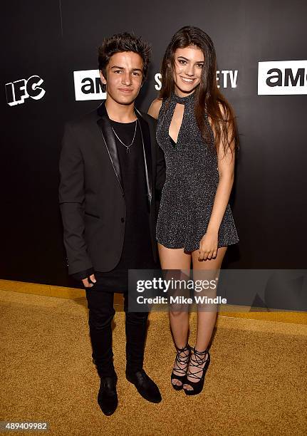 Actor Aramis Knight and Kelsey Calemine attend the AMC, BBC America, IFC And SundanceTV Emmy After Party at BOA Steakhouse on September 20, 2015 in...