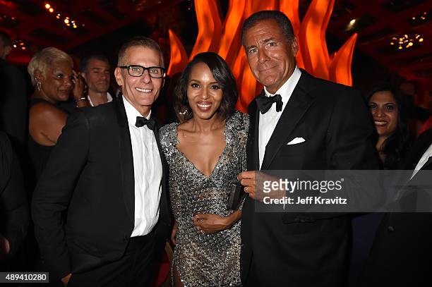 President of Programming Michael Lombardo, actress Kerry Washington, and Chairman and C.E.O. Of HBO Richard Plepler attend HBO's Official 2015 Emmy...