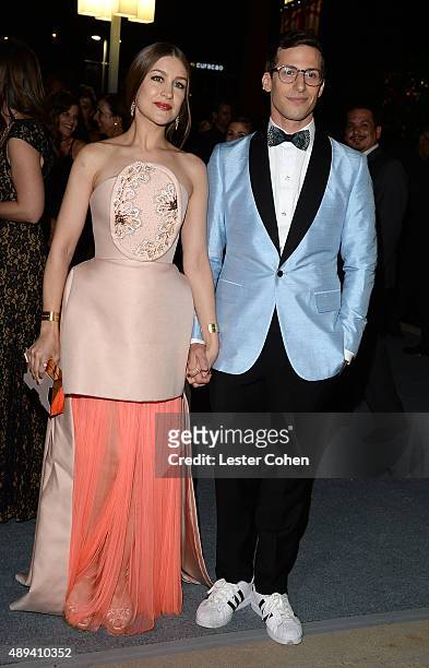 Joanna Newsom and Andy Samberg attends the Governors Ball at the Los Angeles Convention Center on September 20, 2015 in Los Angeles, California.