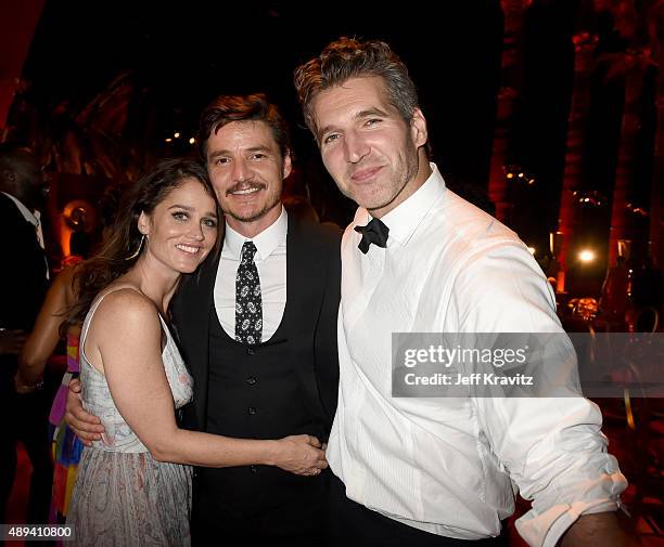LOS ANGELES, CA Actress Robin Tunney, Pedro Pascal and David Benioff attend HBO's Official 2015 Emmy After Party at The Plaza at the Pacific Design...