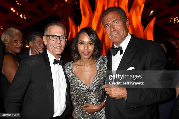 President of Programming Michael Lombardo, actress Kerry Washington, and Chairman and C.E.O. Of HBO Richard Plepler attend HBO's Official 2015 Emmy...