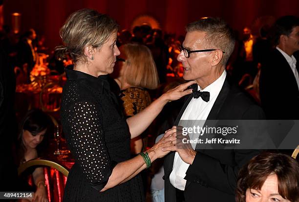 Actress Frances McDormand and president of Programming at HBO Michael Lombardo attend HBO's Official 2015 Emmy After Party at The Plaza at the...