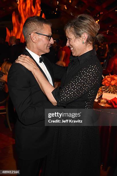 President of Programming at HBO Michael Lombardo and actress Frances McDormand attend HBO's Official 2015 Emmy After Party at The Plaza at the...