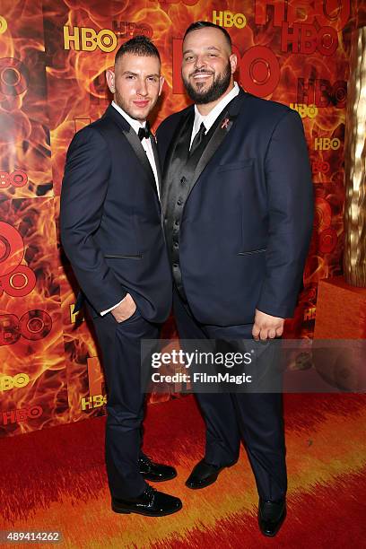 Actor Daniel Franzese and Joseph Bradley Phillips and attend HBO's Official 2015 Emmy After Party at The Plaza at the Pacific Design Center on...