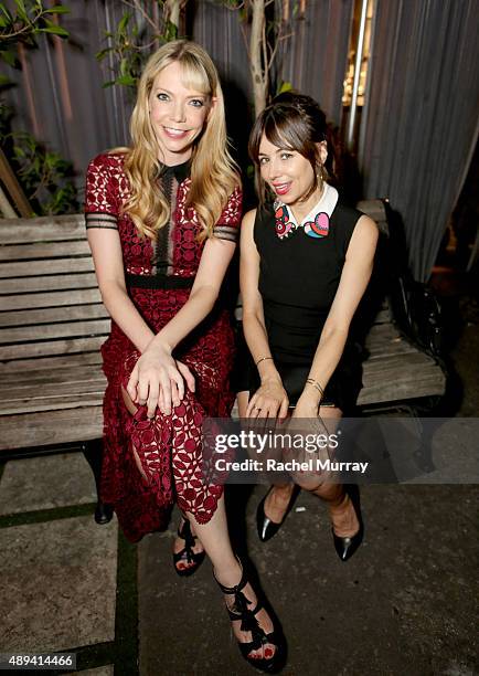 Comedians Riki Lindhome and Natasha Leggero attend the Comedy Central Emmys after party at Boulevard3 on September 20, 2015 in Hollywood, California.