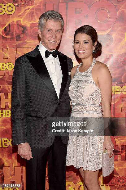 Personality Michael Buffer and Christine Buffer attend HBO's Official 2015 Emmy After Party at The Plaza at the Pacific Design Center on September...