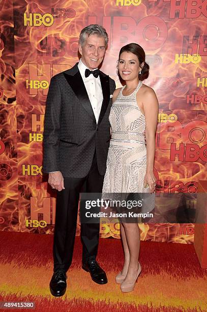 Personality Michael Buffer and Christine Buffer attend HBO's Official 2015 Emmy After Party at The Plaza at the Pacific Design Center on September...