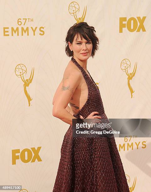 Actress Lena Headey arrives at the 67th Annual Primetime Emmy Awards at Microsoft Theater on September 20, 2015 in Los Angeles, California.