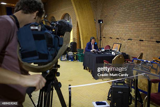 Former leader of the Liberal Democrats Nick Clegg does a radio interview on the third day of the Liberal Democrats annual conference on September 20,...