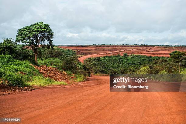 Road winds towards the Sangaredi bauxite mine operated by Compagnie des Bauxites de Guinee near Boke, Guinea on Tuesday, Sept. 8, 2015. With 43...