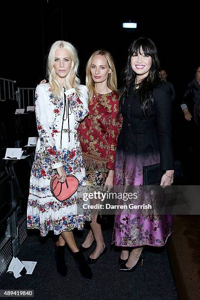 Poppy Delevingne, Lauren Santo Domingo and Diasy Lowe attend the Erdem show during London Fashion Week Spring/Summer 2016 on September 21, 2015 in...
