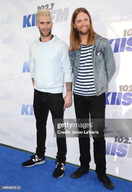 Adam Levine and James Valentine of Maroon 5 attend 102.7 KIIS FM's 2014 Wango Tango at StubHub Center on May 10, 2014 in Los Angeles, California.