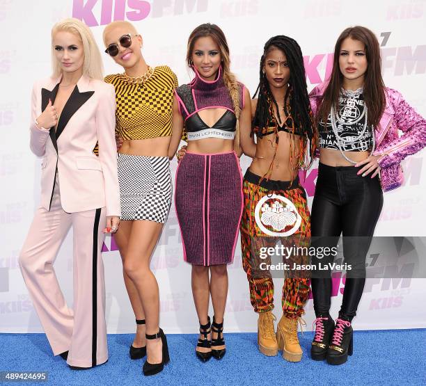 Lauren Bennett, Paula Van Oppen, Emmalyn Estrada, Simone Battle and Natasha Slayton of the group G.R.L. Attend 102.7 KIIS FM's 2014 Wango Tango at...