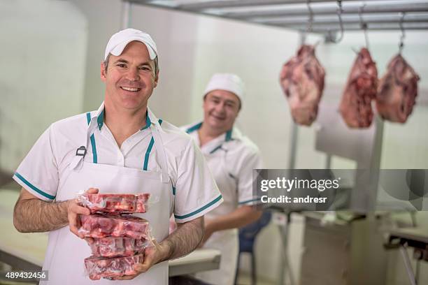 men working at the butchery - food distribution warehouse stock pictures, royalty-free photos & images