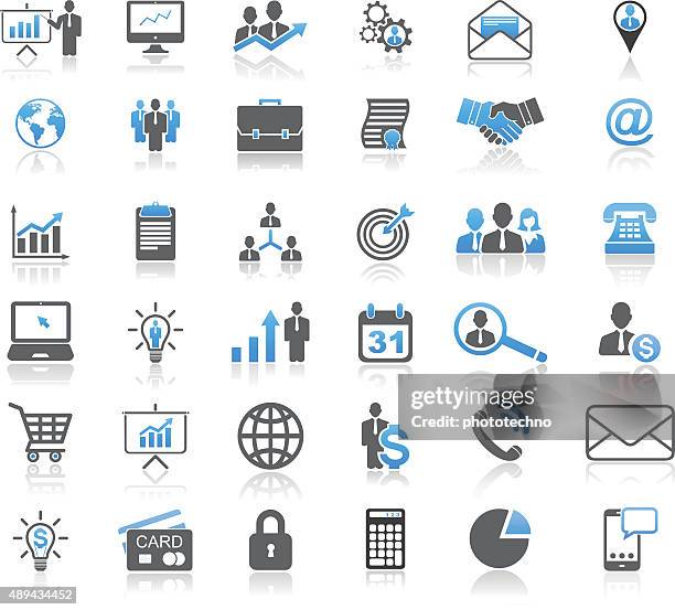 ilustraciones, imágenes clip art, dibujos animados e iconos de stock de conjunto de iconos de concepto de negocio universal - símbolo ortográfico