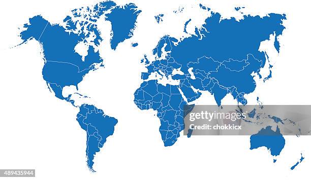 ブルー世界マップ - 国境点のイラスト素材／クリップアート素材／マンガ素材／アイコン素材