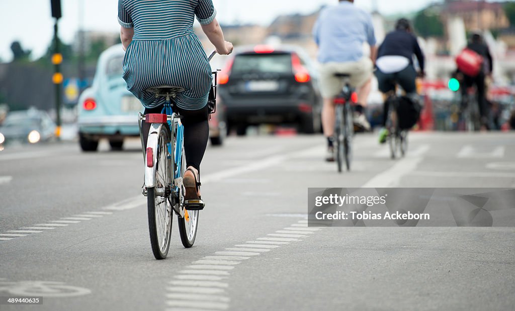 Healthy people bicycle