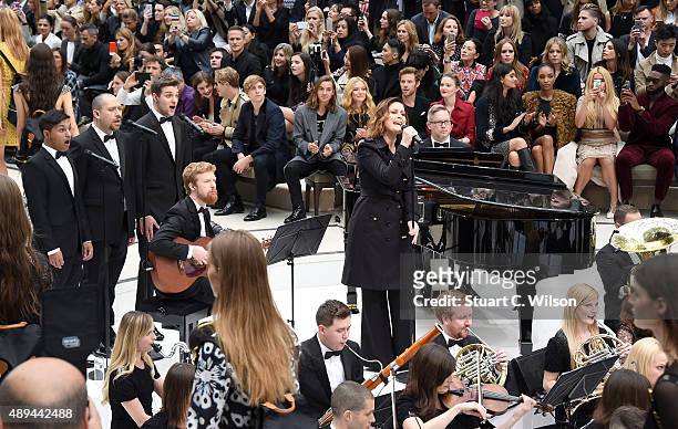 Alison Moyet performs at the Burberry Womenswear Spring/Summer 2016 show during London Fashion Week at Kensington Gardens on September 21, 2015 in...