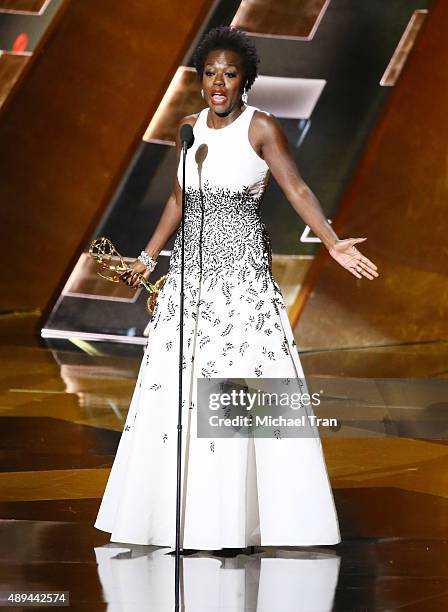 Viola Davis onstage during the 67th Annual Primetime Emmy Awards held at Microsoft Theater on September 20, 2015 in Los Angeles, California.