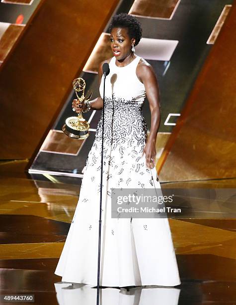 Viola Davis onstage during the 67th Annual Primetime Emmy Awards held at Microsoft Theater on September 20, 2015 in Los Angeles, California.