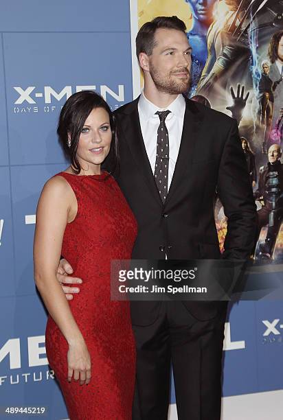 Actor Daniel Cudmore and wife Stephanie Rae Cudmore attend the "X-Men: Days Of Future Past" World Premiere - Outside Arrivals at Jacob Javits Center...
