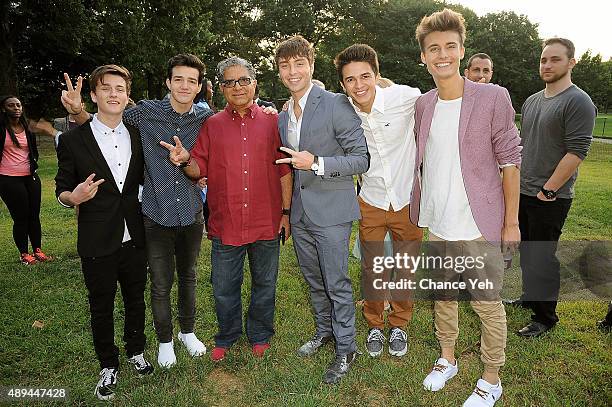 Crawford Collins, Aaron Carpenter, Deepak Chopra, Wesley Stromberg, Brent Rivera and Christian Collins attend Forgive for Peace Kickoff at Mineral...