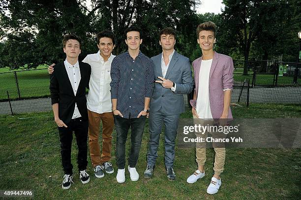 Crawford Collins, Brent Rivera, Aaron Carpenter, Wesley Stromberg and Christian Collins attend Forgive for Peace Kickoff at Mineral Springs in...