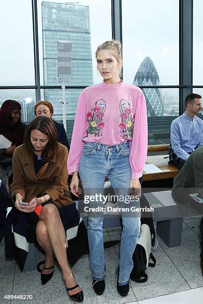 Elena Perminova attends the Christopher Kane show during London Fashion Week Spring/Summer 2016 on September 21, 2015 in London, England.